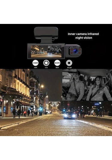 Oldfriend Siyah 32gb Kart Yok 1080p Dual Kamera Araç Kamerası 3.16 Ips Ekran Gece Görüşü Park Asistanı