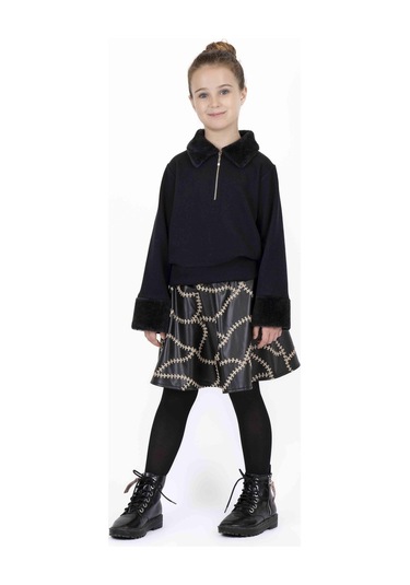 Bestkids Kız Çocuk Deri İşlemeli Etek 001