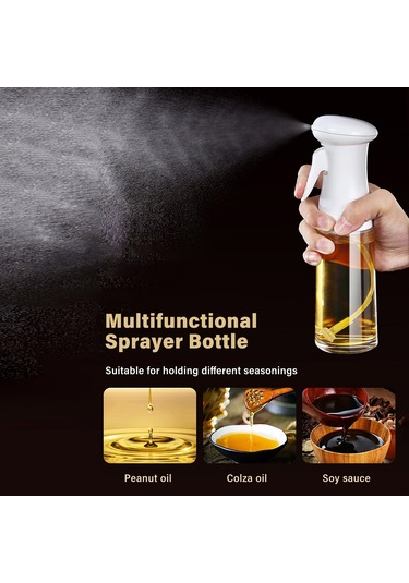Xindoker Cam Yağ Spreyi 200ml - Zarf Şekli İnce Buhar, Multifonksiyonel Soya Sos, Sirke, Su , Anti Kayma Tabanlı, Mutfak/grill İçin Dayanıklı Çok Renkli