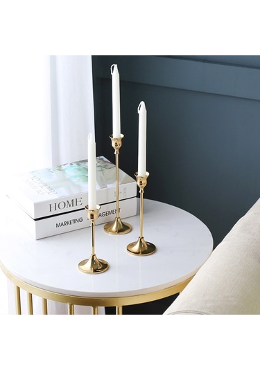 Geeroyoo Büyük Boy 24cm Avrupa Stili Bakır Kaplama Demir Mumluk, Romantik Vuruşlar İçin Ev Dekorasyonu Ve Dünyalar Arası Senaryolar