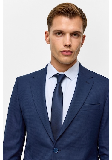 Lacivert Slim Desenli 6 Drop Takım Elbise-38836 Lacivert