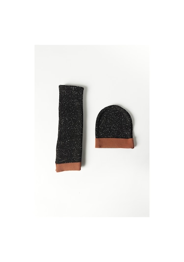 AC&Co / Altınyıldız Classics Erkek Antrasit-kahverengi Atkı-bere Set