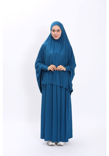 Asya Model Namaz Elbisesi - Petrol Mavi