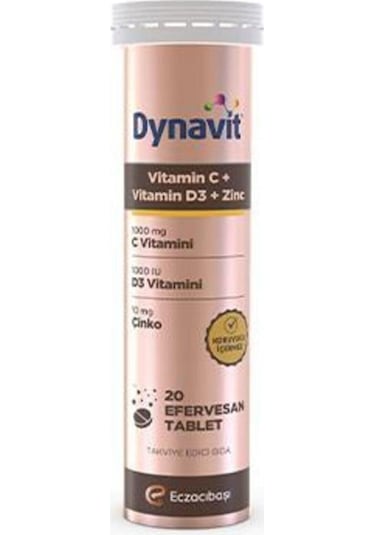 Dynavit Vitamin C + Vitamin D3 + Çinko Zinc 20 Efervesan Tablet