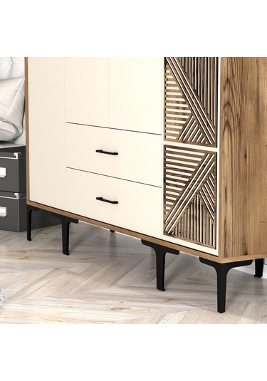 Variant Kumsal 4 Kapılı Stp Gardrop - Ceviz / Krem