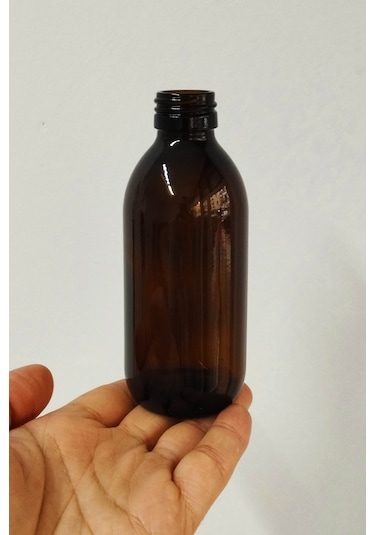 Afracam Yuvarlak Amber 200 Ml Siyah Kapaklı Cam Şişe 12 Adet