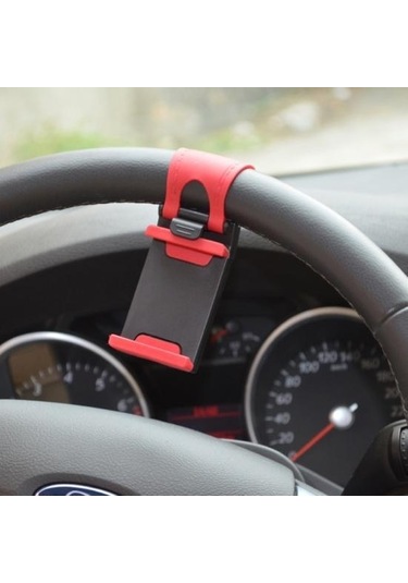 Jms Güçlü Taşıma Kapasitesi Profesyonel Evrensel Araç Direksiyon Cep Telefon Tutucu Kırmızı