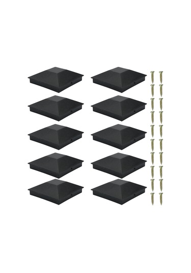 Samdoo 10 Adet 102x102mm Abs Ahşap Çit Kolu Kapakları - Su Ve Uv Koruyucu, Kiriş Çatlak Ve Çürümeyi Önleyen Siyah Fence Post Korumaları