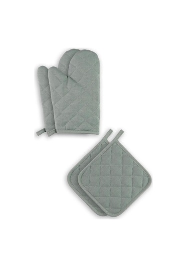 Yanmaz Ve Isıya Dayanıklı Fırın Eldiveni Ve Tutacak 2 Eldiven, 2 Tutacak Turkuaz