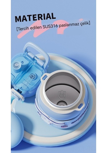 Skycity Küçük Çocuklar İçin Dayanıklı Camlı Suluk, Isıya Dayanıklı Plastik Matara - Kullu Kulo 650ml, 4 Adet 3d Dekoratif Aksesuar İle Mor