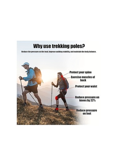 Novahub Antişok Teleskopik Trekking Çubuğu El Askılı Yürüyüş Yardımcısı Siyah Siyah