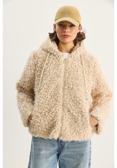 Shade Kadın Kapüşonlu Astarlı Teddy Mont 2818 60281117 - Krem