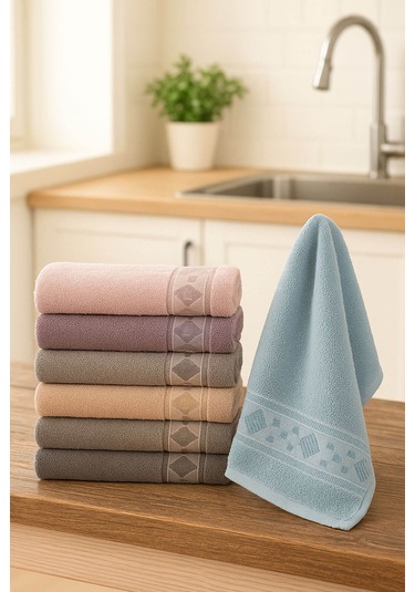 6'lı Mutfak Havlusu Seti 30x50 Cm %100 Pamuk Doku Yumuşak Clara