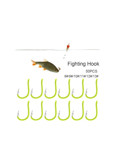 Valkyrie 300 Adet Floresan Sarısı 8-13 Boy Paslanmaz Karbon Çelik Balık Olta Kanca Zoka Seti - Güçlendirilmiş Tasarım - Norveç İğnesi