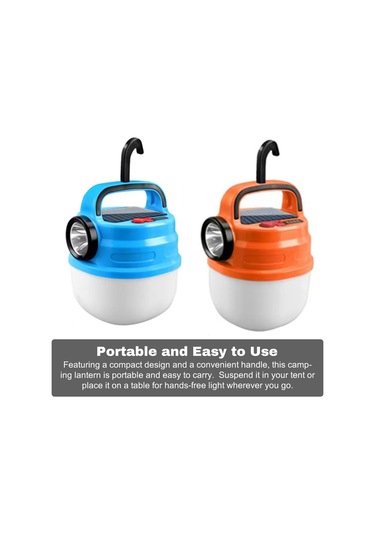 Youtek Güneş Enerjili Dışarıdaki Led Feneri 6 Işık Modu 1200mah Usb Şarjlı Sürdürülebilir Kamp, Bisiklet, Acil Durum Lambası Mavi Büyük Boy Mavi