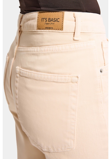 Itsbasic Kadın Raw Doris 6s6-57 Straight Fit Yüksek Bel Denim Jean Raw Bej