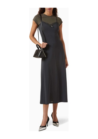 Acne Studios Katmanlı Midi Elbise - - %93 Viskoz, %7 Elastan - Jersey Kumaş Gri