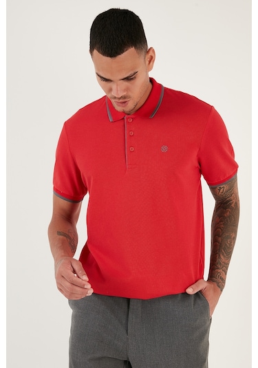 Buratti % 100 Pamuk Düğmeli Regular Fit Erkek Polo Yaka T Shirt 5902118 Kırmızı