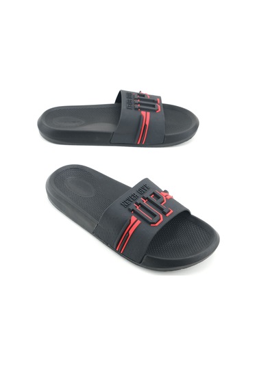 Gezer Erkek Yazlık Pu Islak Zemine Uygun Ev Banyo Bahçe Havuz Terlik Siyah-kırmızı