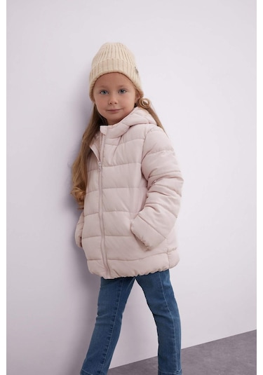 Defacto Kız Bebek Su İtici Beli Lastikli Kapüşonlu Şişme Mont C5317A524AUPN364 Pembe