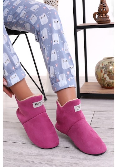 U001 Erkek Kadın Çocuk Ev Pandufu Botu Ev Ayakkabısı Lila