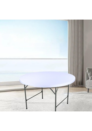 Suntek Fitted Yuvarlak Masa Örtüsü Elastik Kenar Kaymaz Beyaz