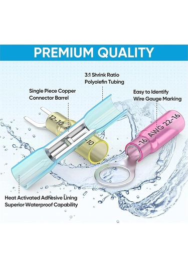 120pcs Isı Büzülme Tel Konektörleri, Otomotiv Deniz Elektriksel Terminalleri Kıvrım Konektör Halkası Çatal Kürek Ekleri