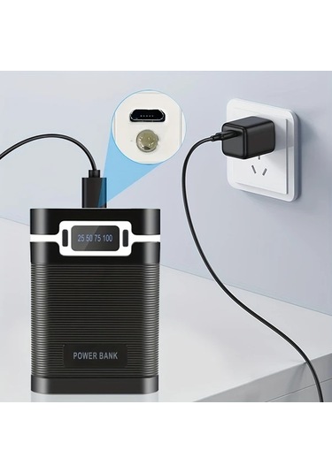 Xuweiwei 18650 Pil Şarj Kutusu Type C Siyah Çift Usb Lehimsiz Piller Dahil Değil Arızalı Ürün Çizik