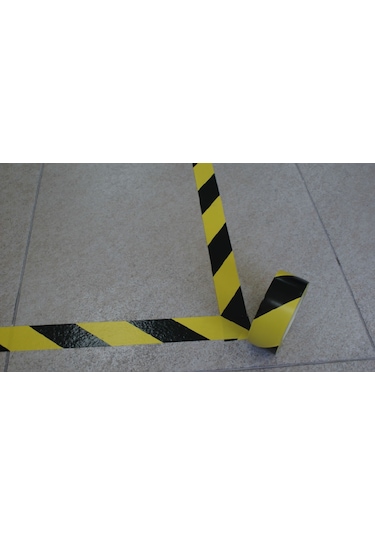 SARI SİYAH YER İŞARETLEME BANDI 5CM X 25 METRE