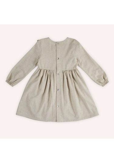 Kız Çocuk Nakış Detaylı Elbise Bej 2421gk26011-4945 001
