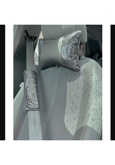 Siyah Taşlı Boyun Yastığı Ve Emniyet Kemer Ped Seti 2 Çift
