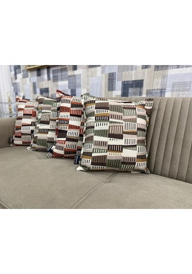 Nivemeshome Ritim 01 Yeşil 45x45 Dolgulu Kırlent Kılıfı Yeşil