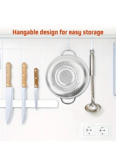 Paslanmaz Çelik Kulplu Çok Amaçlı Makarna Un Meyve Sebze Süzgeç 22 Cm Çok Renkli