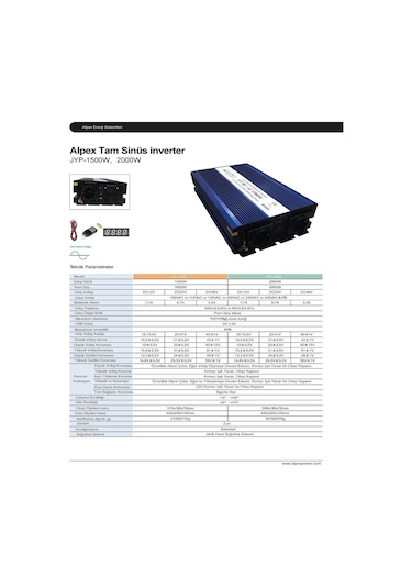 Alpex 2000 Watt 24 Volt Tam Sinüs Inverter