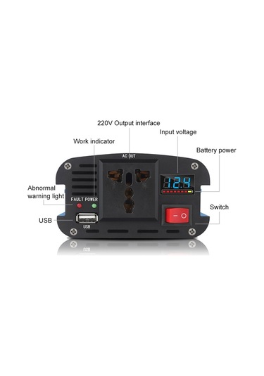Sones Carmaer 500w Araba Akıllı Çok Fonksiyonlu Dijital Ekran İnvertör Ev Güç Dönüştürücü, Özellikler:24v İla 220v