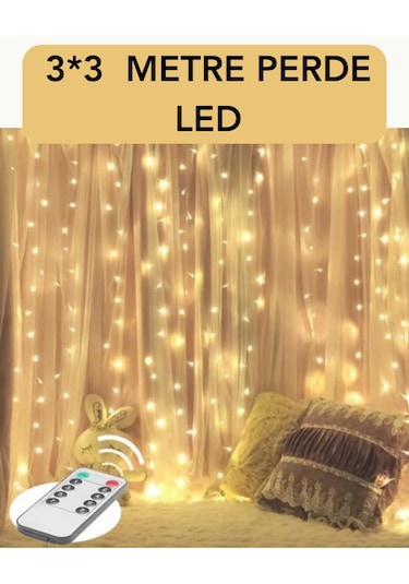 3x3 Metre Perde Led Işık Parti Ve Bahçe Dekorasyonu Çok Renkli