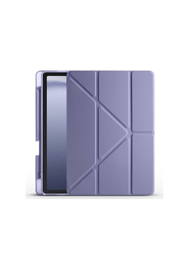 Kilifone - Galaxy Uyumlu Galaxy Tab A9 Plus - Kılıf Kalem Bölmeli Stand Olabilen Origami Tri Folding Tablet Kılıfı - Mor