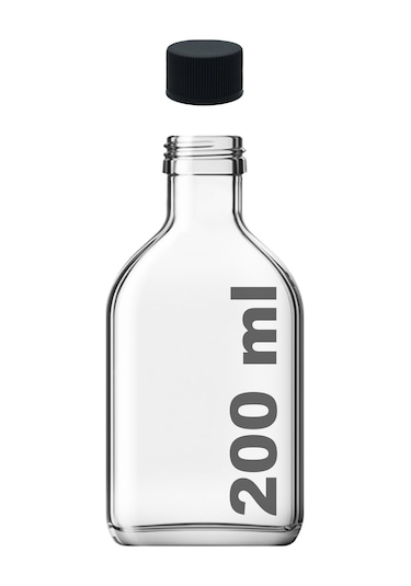 Afracam Cold Brew Yassı Şeffaf 200 ML Siyah Kapaklı Cam Şişe