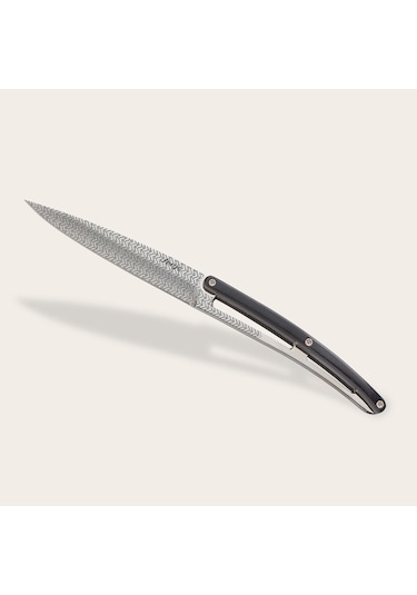 6 Deejo Steak Knives, Ebony Wood / Geometrie Siyah