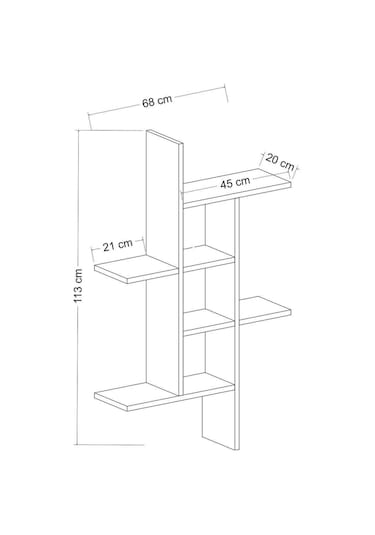 Madagaskar Duvar Rafı – Asimetrik Tasarım, Duvara Monte Dekoratif Kitaplık - Beyaz