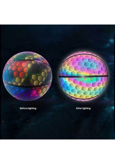 Ranyeek Yansıtıcı Pu Lastik 7 Numara Yetişkin Basketbol Topu Futbol + Hava Pompası + İğne + Çanta Büyük Altıgen Desenli