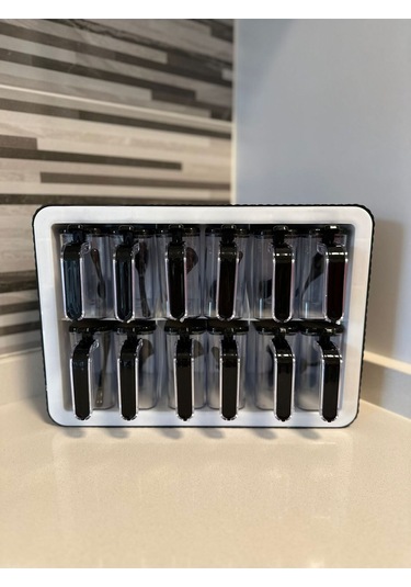 12'li Baharatlık Takımı Standlı Kendinden Yapışkanlı Kaşıklı Ve Kapaklı Baharatlık Seti Antrasit