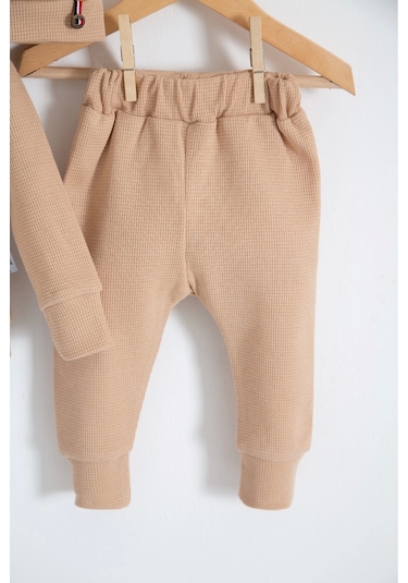 Happy Nakışlı Pamuklu Erkek Bebek Takım 2'li - Kahverengi