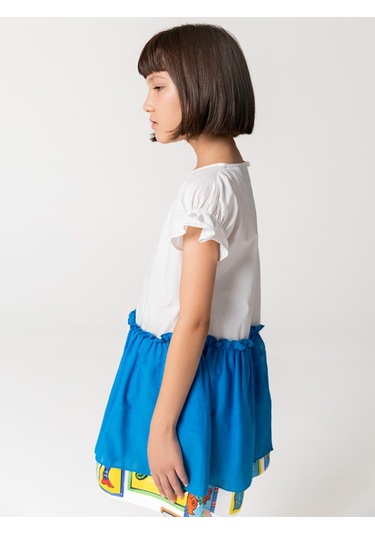 Sheshe Yarım Kollu Pamuklu Balık Desenli Kız Çocuk Elbise Renkli