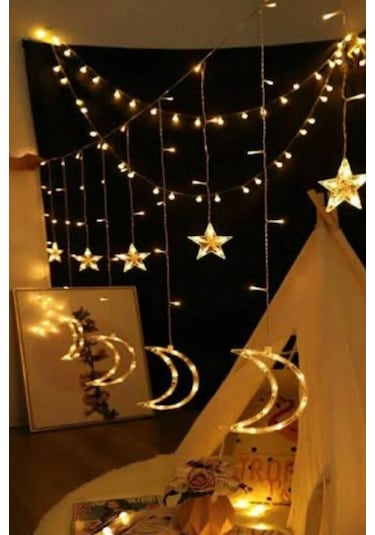 Magicledcorner Ay Yıldız Perde Led Dekoratif Aydınlatma