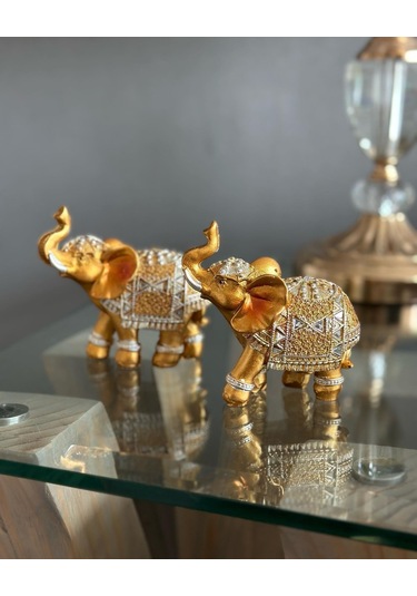 Lüks Motif İşlemeli Feng Shui 7 Li Şans Bereket Fil Heykeli Biblo Seti Ev Ofis Yeni Yıl Hediyesi 1 Karışık Çok Renkli