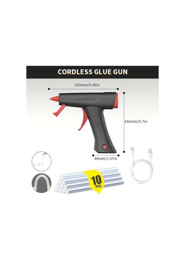 Honeybeeshop Siyah 2600mah Kablosuz Sıcak Tutkal Tabancası Taşınabilir Şarj Edilebilir Lityum Pil Dıy El Sanatları Okul Projeleri