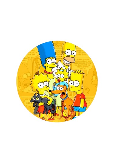 Yenilebilir Yuvarlak Pasta Resim Baskısı 20 Cm Şekerli Kağıt Simpsons Temalı 46