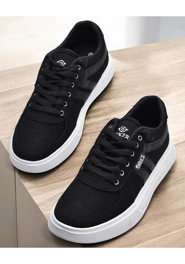 032 Ortopedik Taban Günlük Erkek Keten Spor Ayakkabı Erkek Spor Ayakkabı Siyah