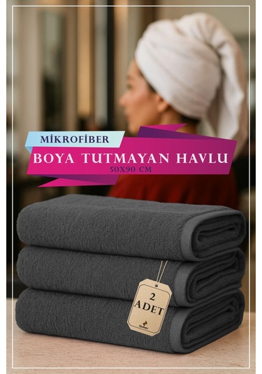 2 Adet 50 X 90 Cm Mikrofiber Havlu, Boya Tutmaz Havlu, Yüksek Sıvı Emer, Güzellik Merkezi Havlusu Gri